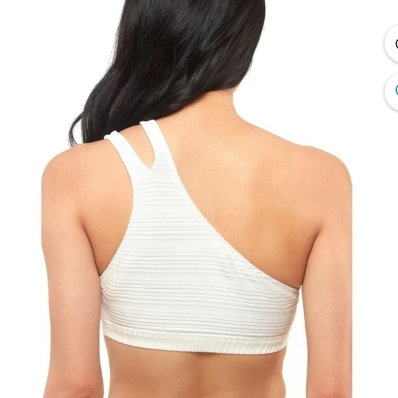 Jessica Simpson Basic Solids Textured One Shoulder Bikini Top White Small NWT - Picture 2 of 8